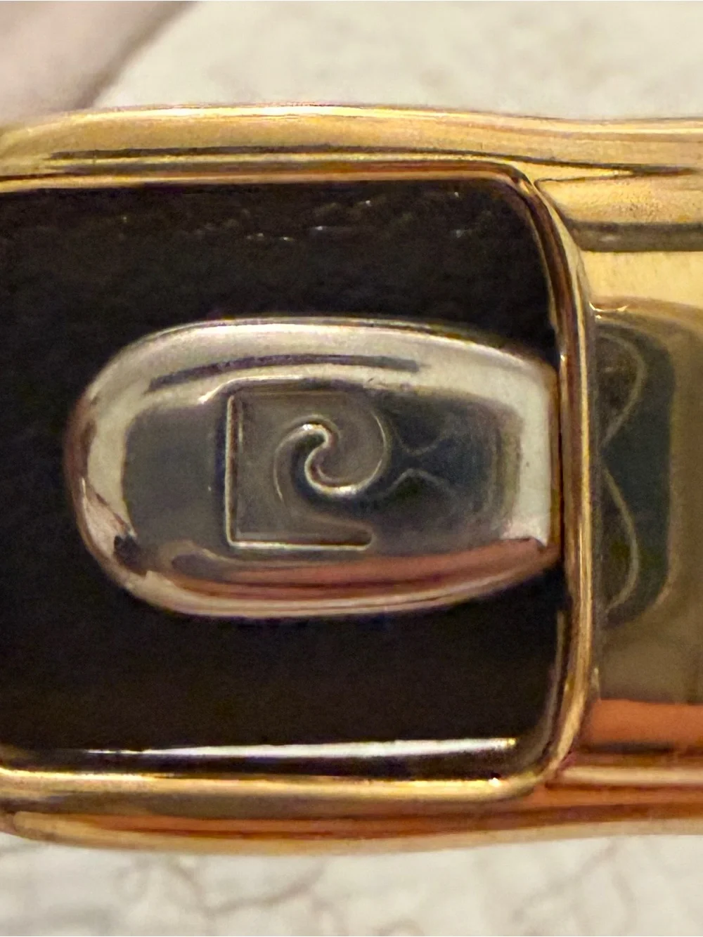 Pierre Cardin reversible belt  with Black Enamel and Silver Accent